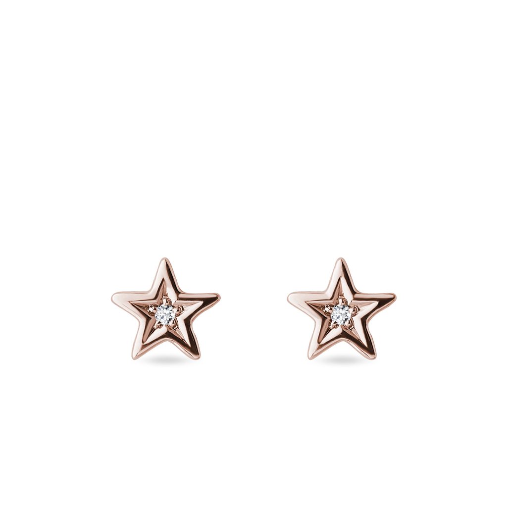 Star-shaped diamond earrings in rose gold | KLENOTA