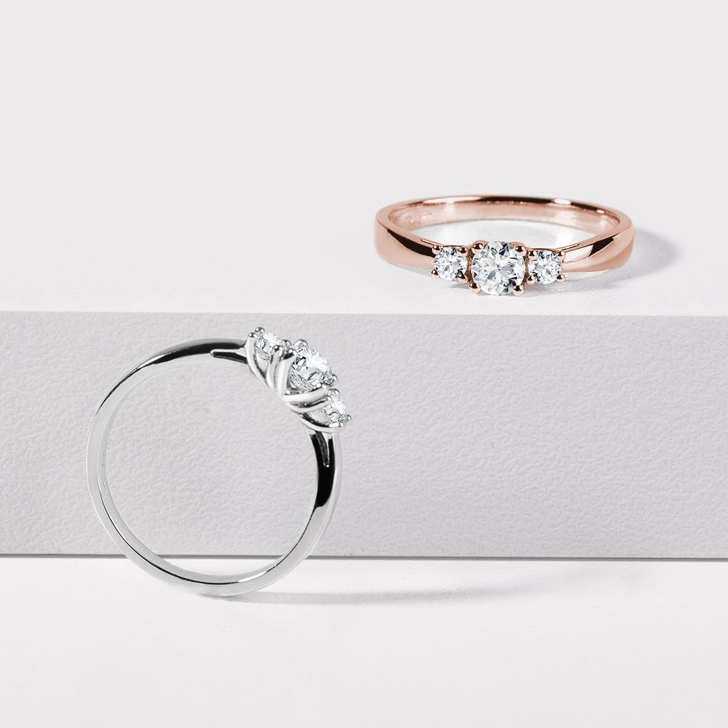 Diamantový zásnubný prsteň z ružového zlata | KLENOTA