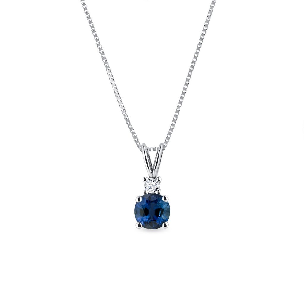 Custom platinum blue sapphire and diamond necklace-pendants