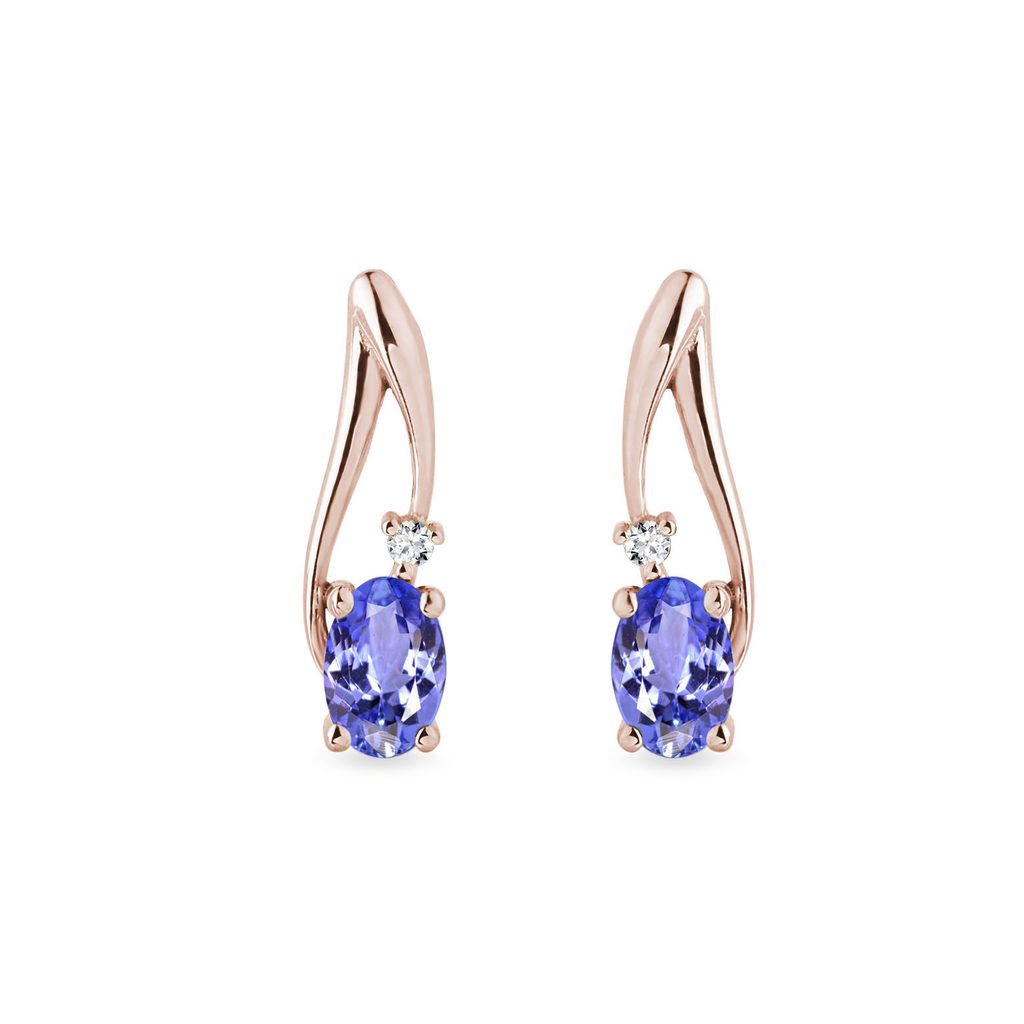 Earrings in Rose Gold with Diamonds and Tanzanites | KLENOTA