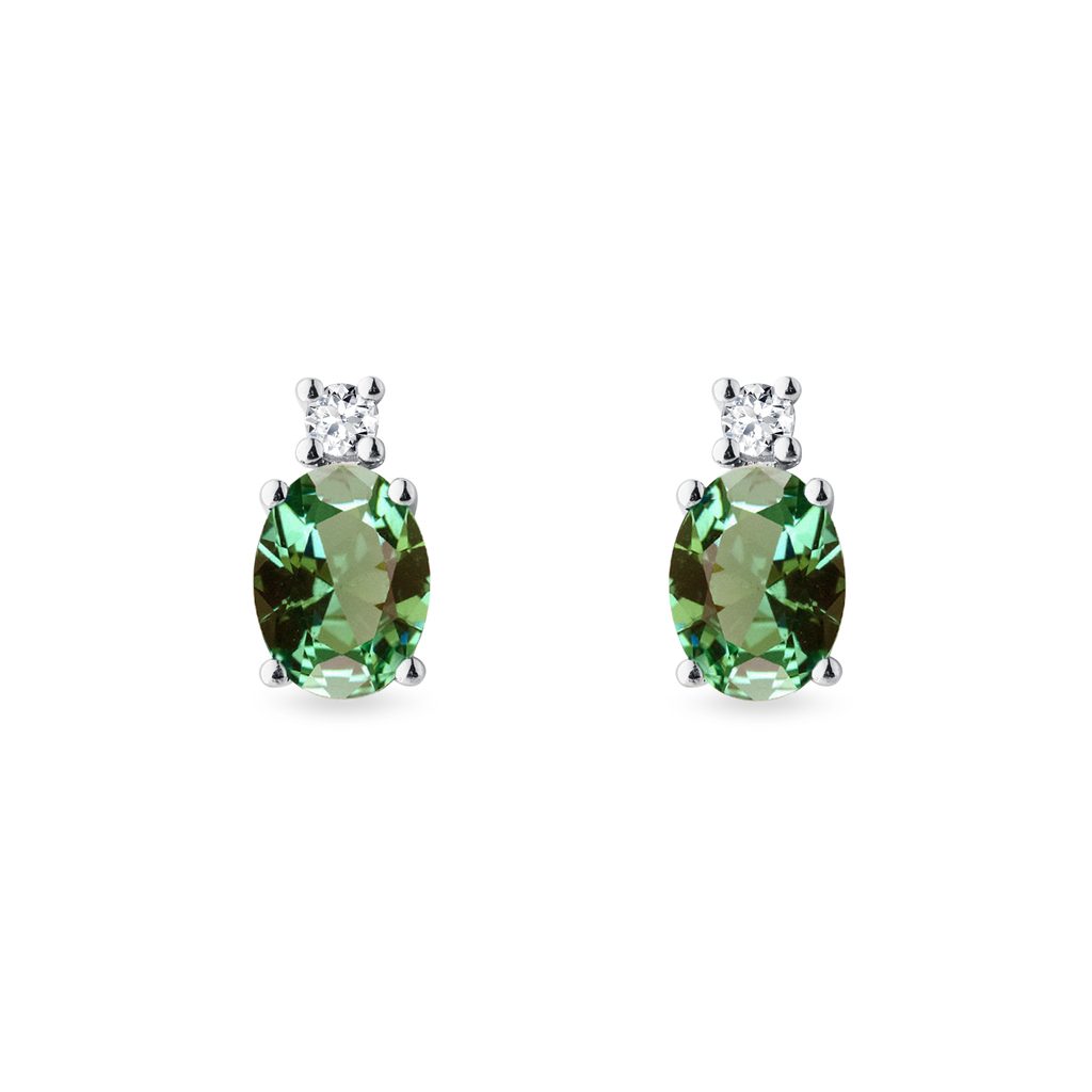 Ohrringe mit grünem Turmalin und Diamanten | KLENOTA