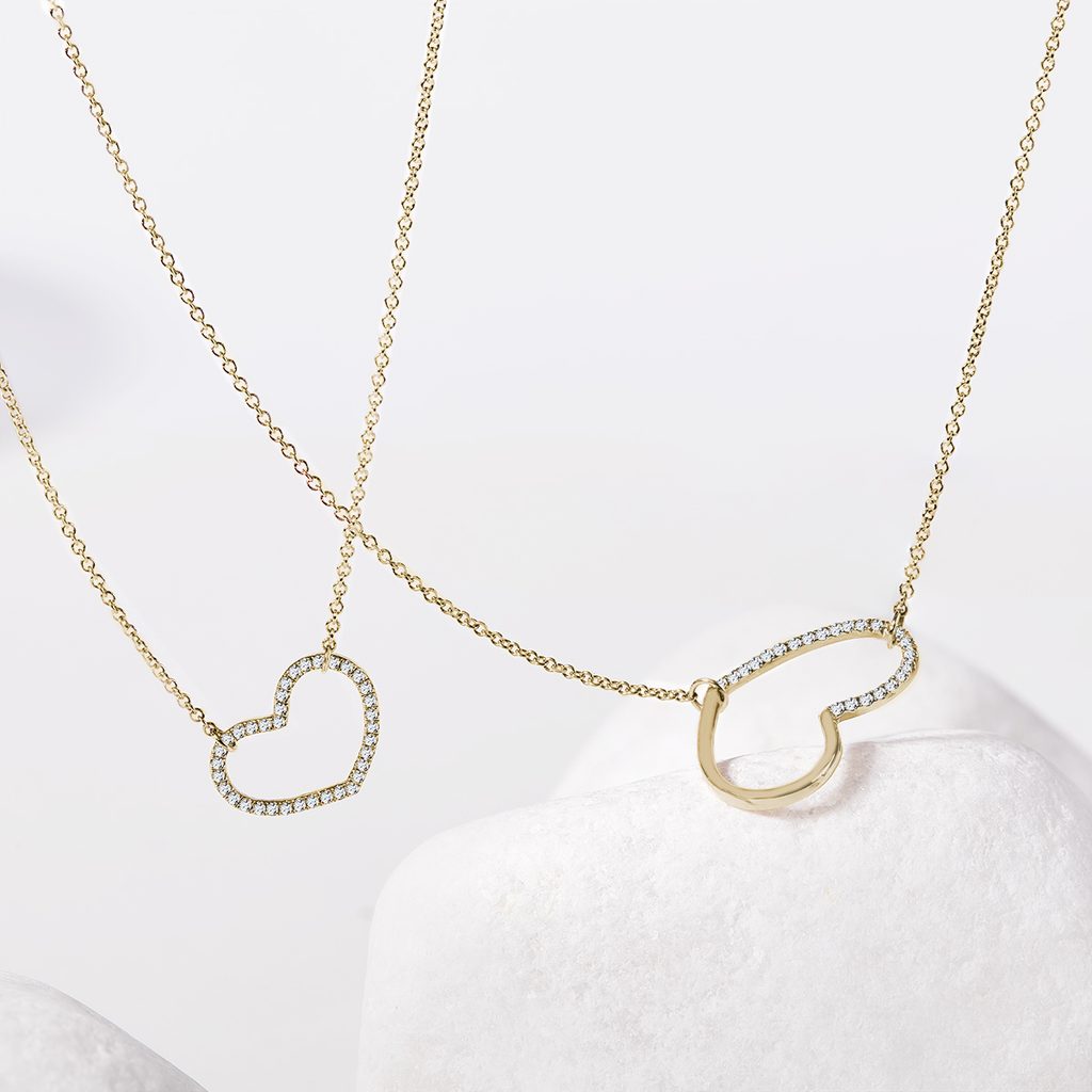 Necklace Heart of Gold with Diamonds | KLENOTA