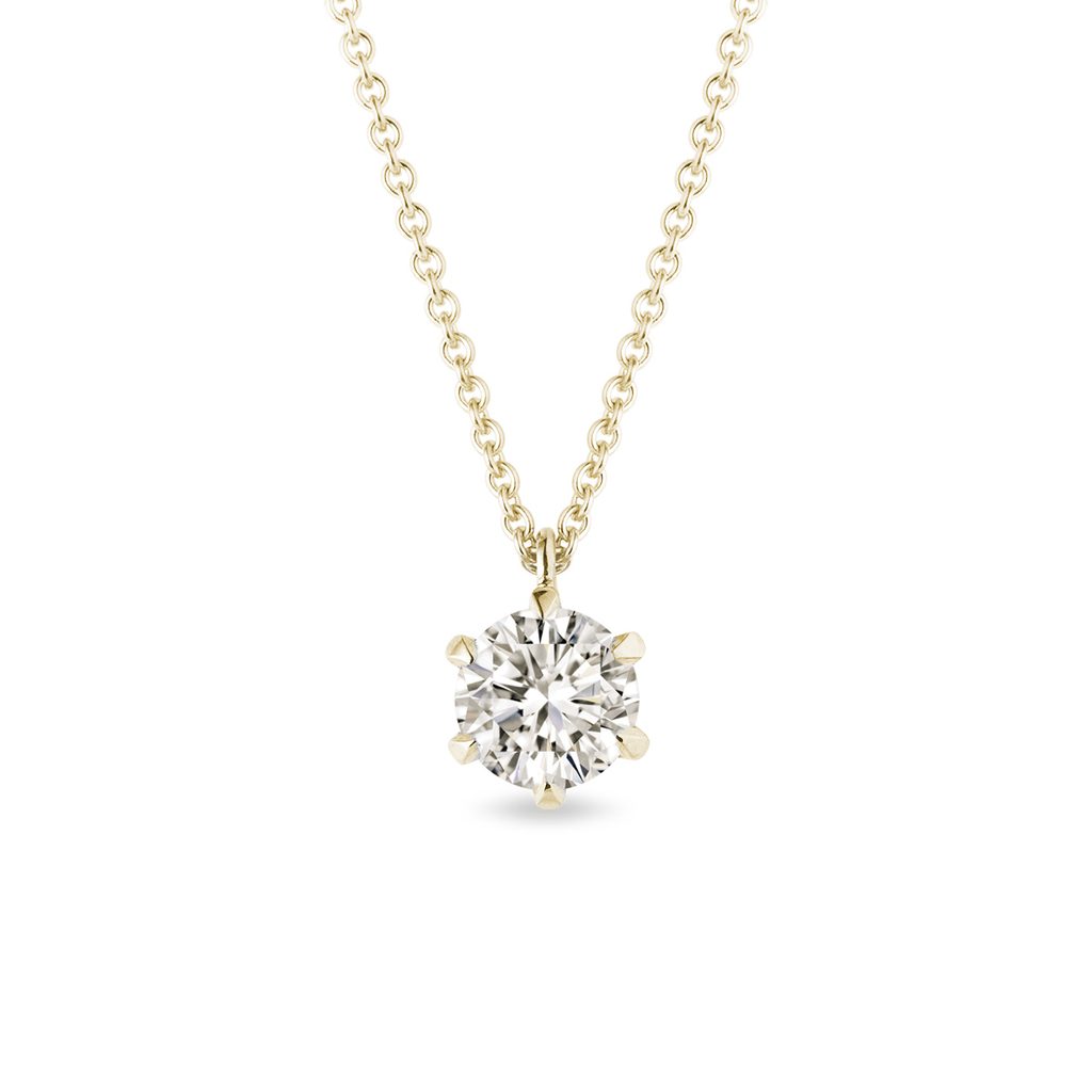 Diamond pendant necklace in yellow gold | KLENOTA