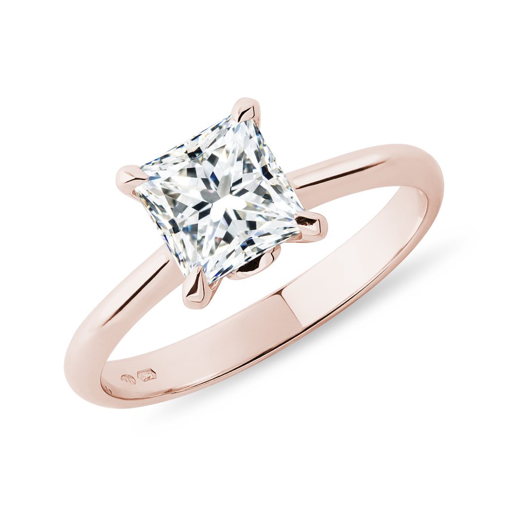 1.5 Carat Princess Cut Moissanite Engagement Ring Rose Gold- Balacia