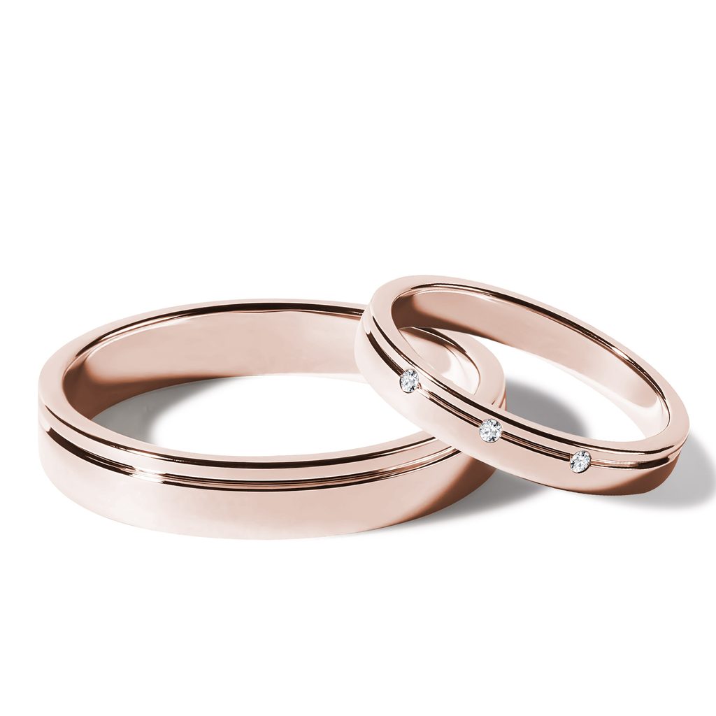 Platinum & Rose Gold Couple Rings With Single Diamonds JL PT 952 - Etsy