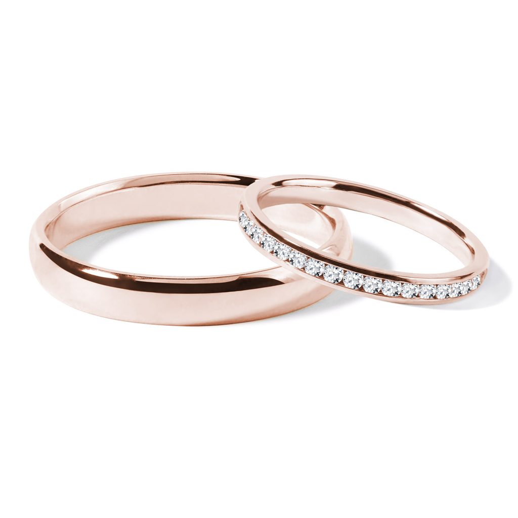 Set of Wedding Rings in Rose Gold | KLENOTA