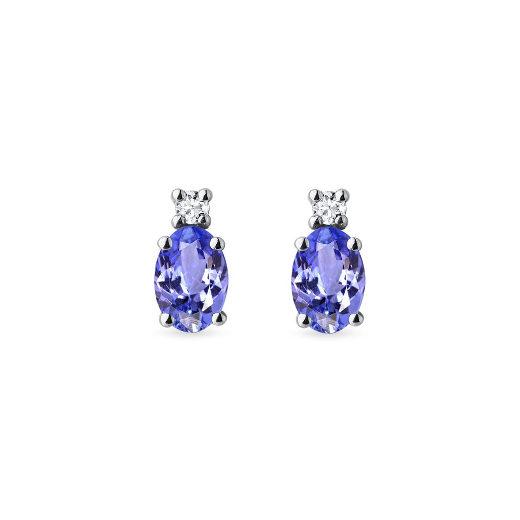 Earrings of 14k White Gold with Tanzanites and Diamonds | KLENOTA