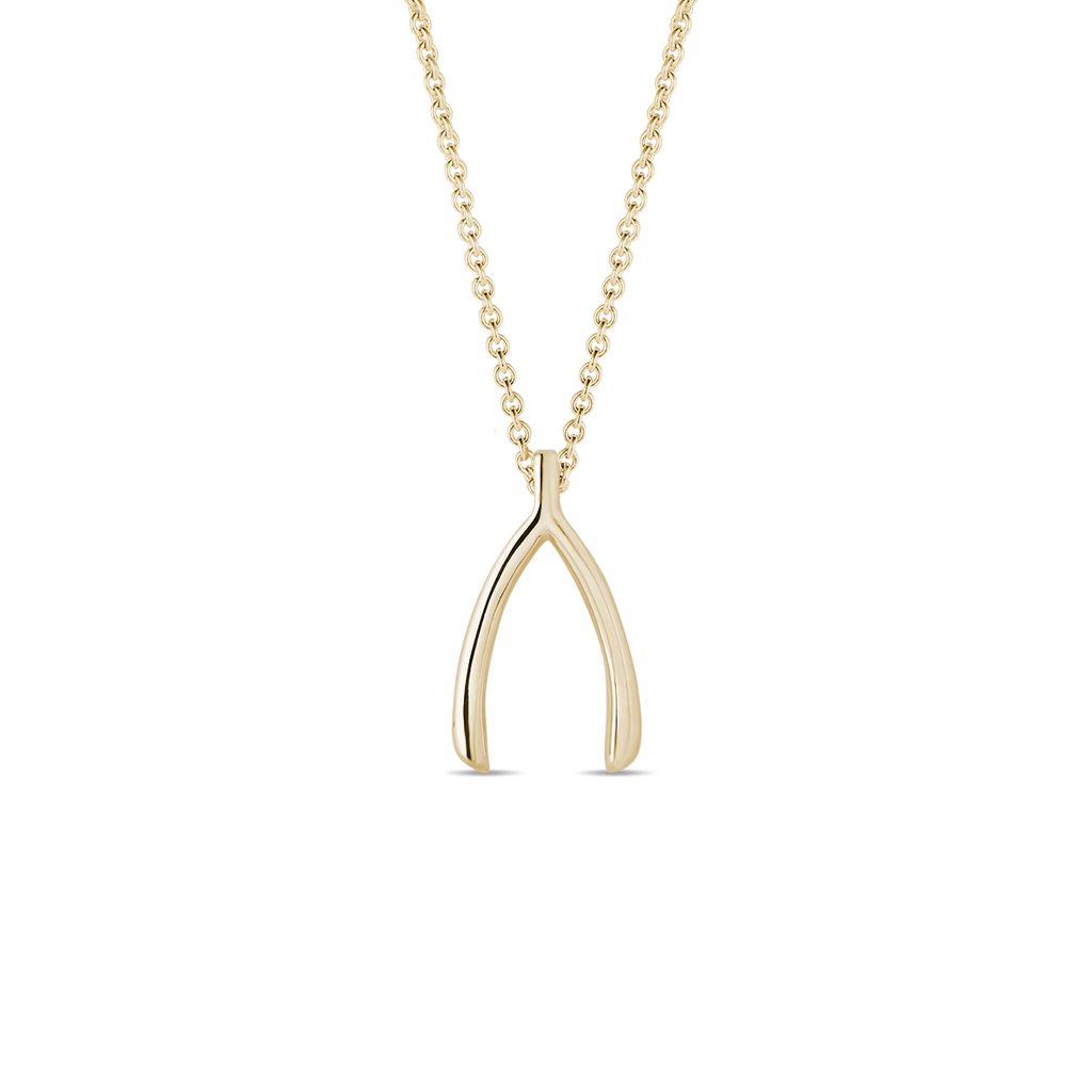 Wishbone pendant in 14k yellow gold | KLENOTA