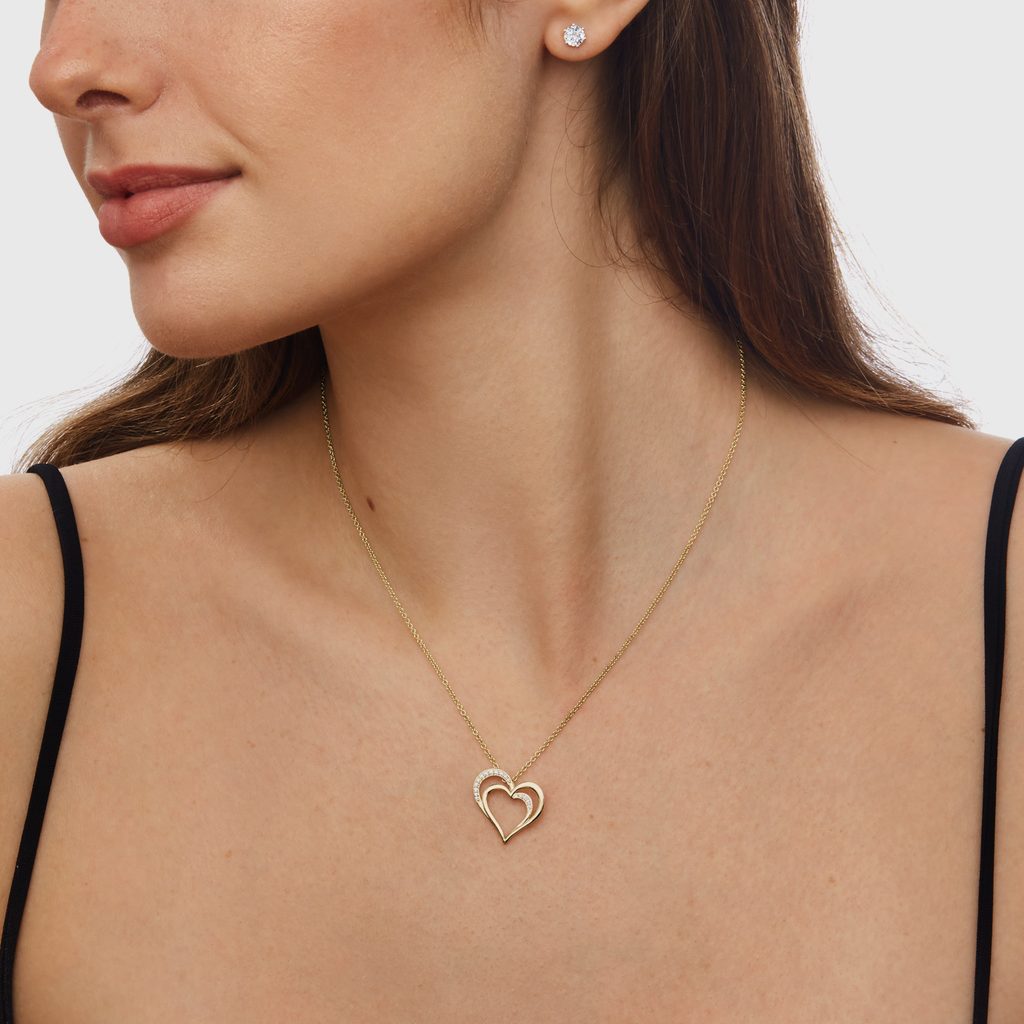 Collier en or avec pendentif coeur en diamants | KLENOTA