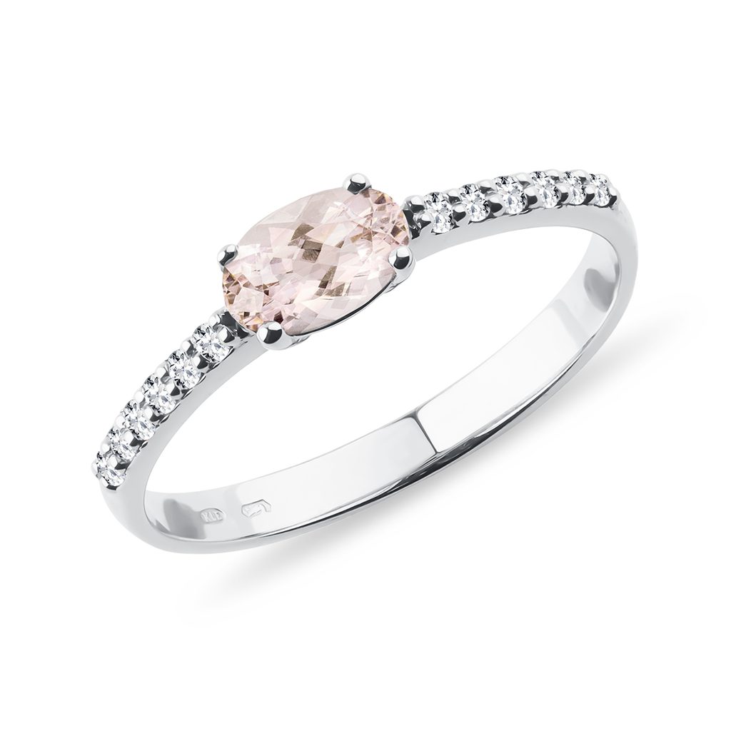 Morganite and Diamond White Gold Ring | KLENOTA