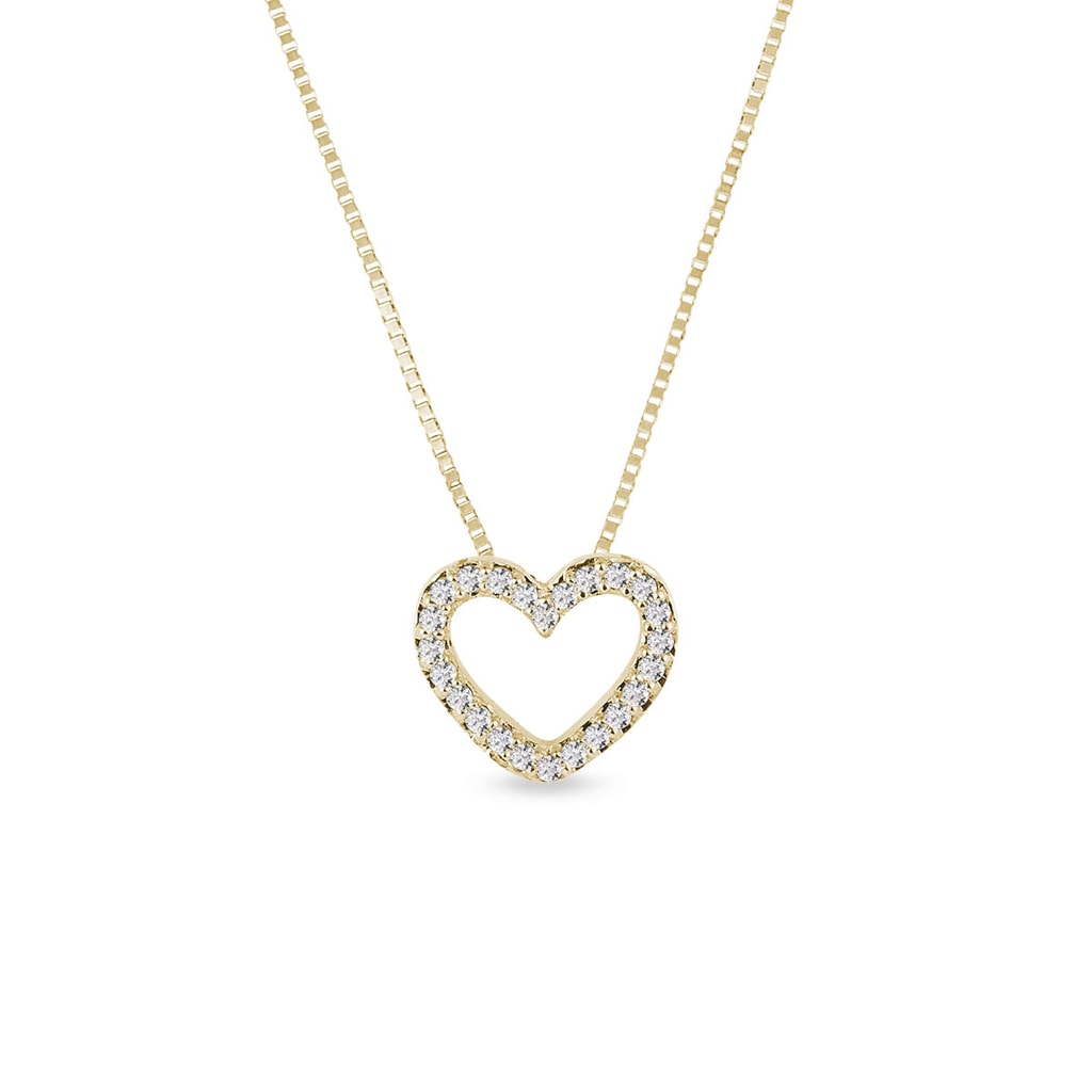 Heart-shaped diamond necklace in yellow gold | KLENOTA