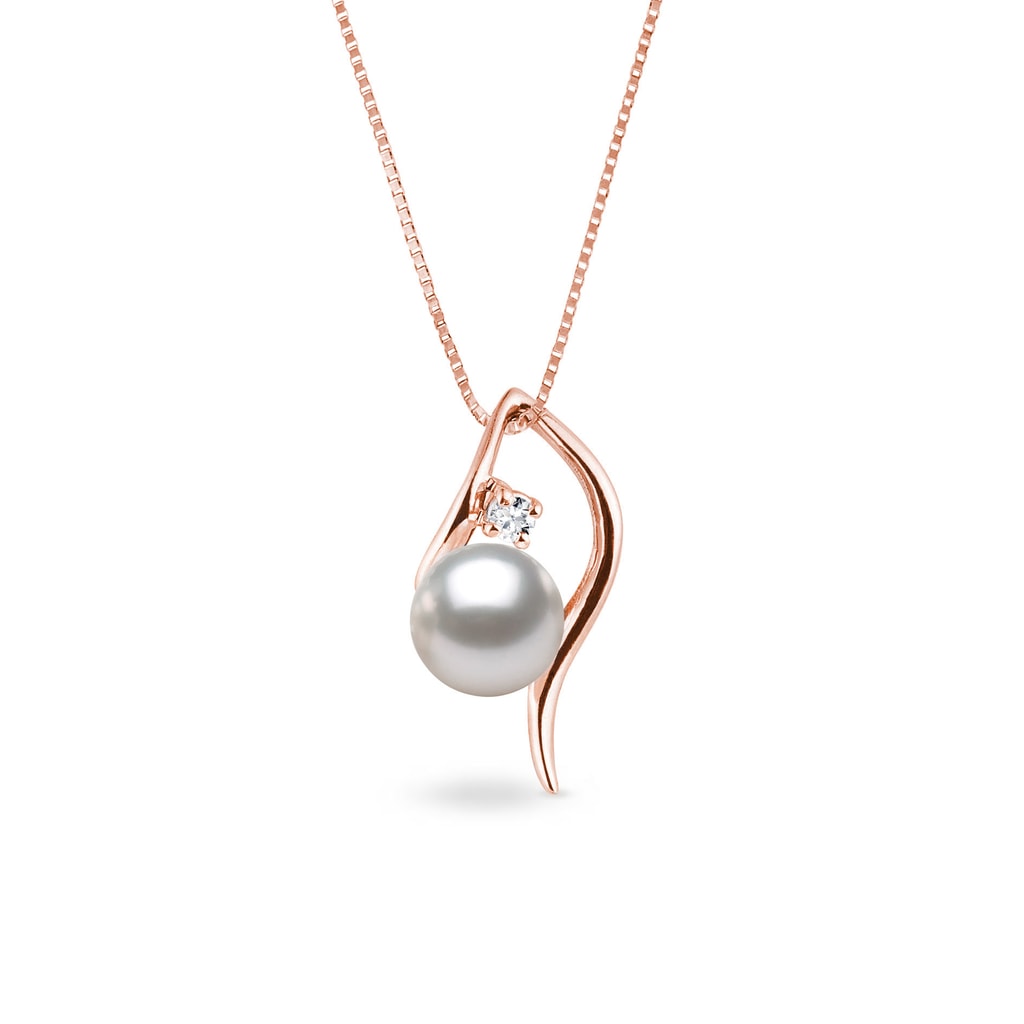 Necklace in Rose Gold Wih Akoya Pearl | KLENOTA