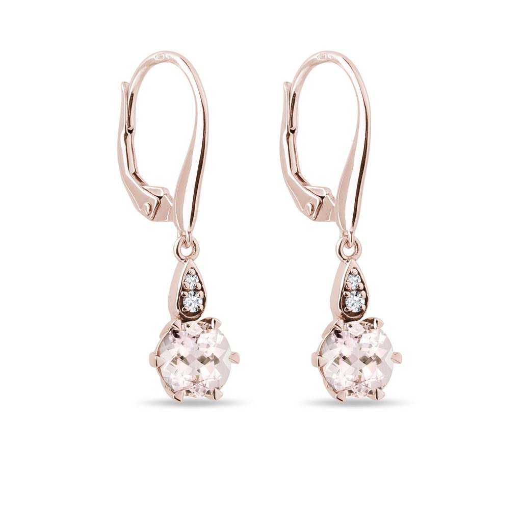 Morganite and Diamond Rose Gold Earrings | KLENOTA