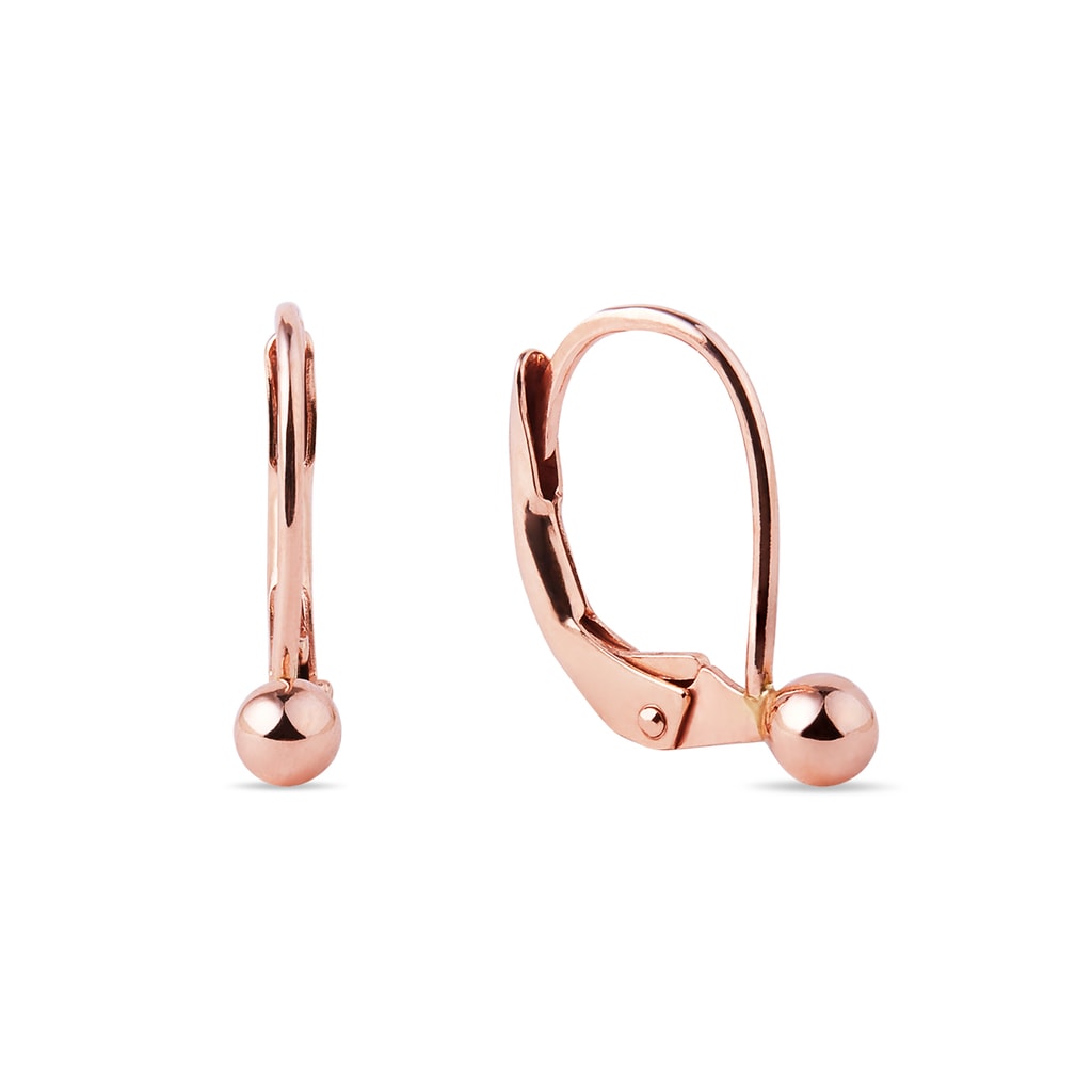 Children's ball clasp earrings in rose gold | KLENOTA