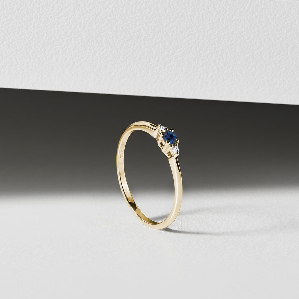 Diamantový prsteň zo zlata so zafírom | KLENOTA