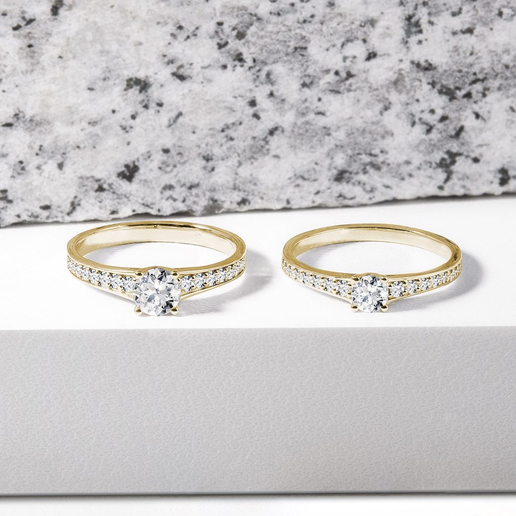 Briliantový prsten ve žlutém 14k zlatě | KLENOTA