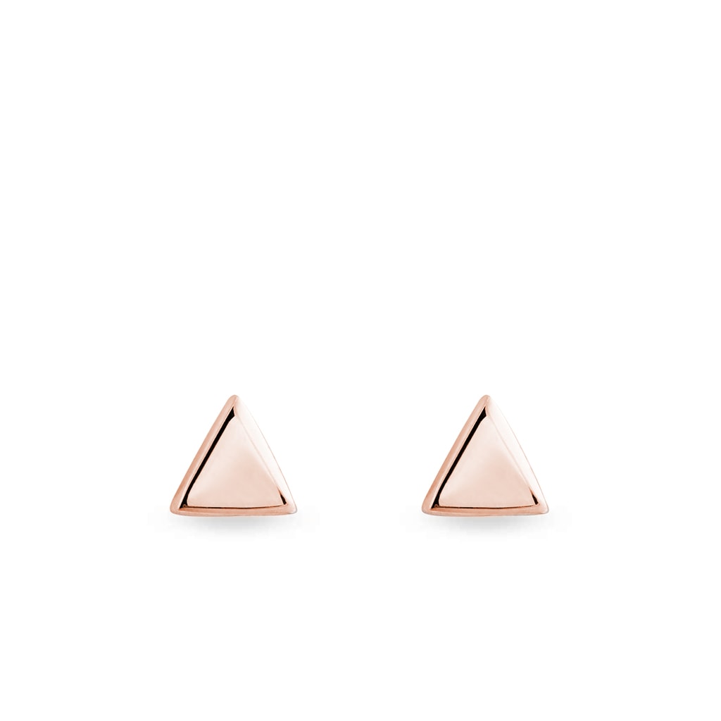 Triangle stud earrings in rose gold | KLENOTA