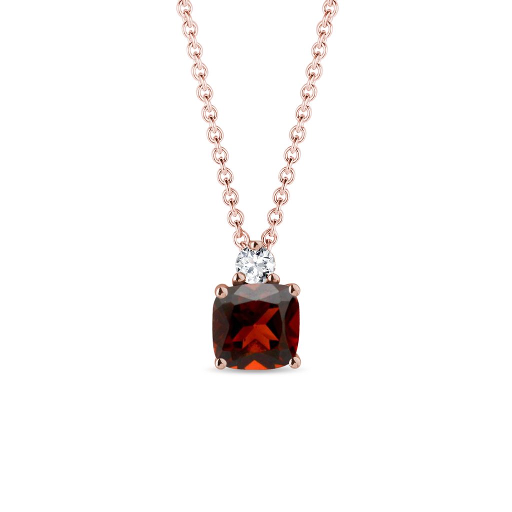 Garnet and diamond pendant in rose gold | KLENOTA