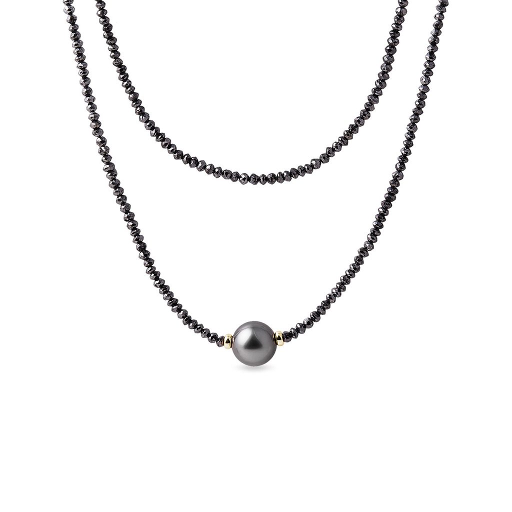 Náhrdelník z černých diamantů s tahitskou perlou | KLENOTA