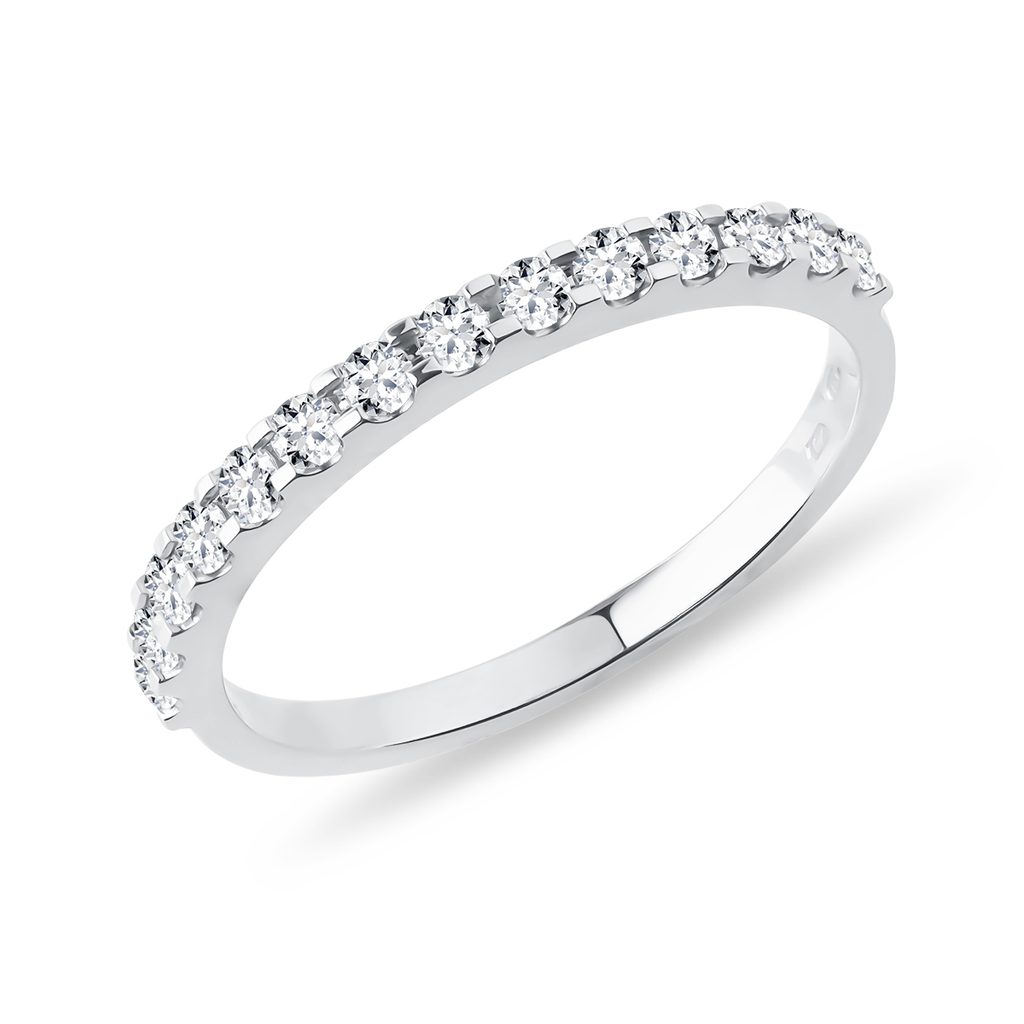 Diamond Ring in a Half-Eternity Design with Diamonds in White Gold | KLENOTA