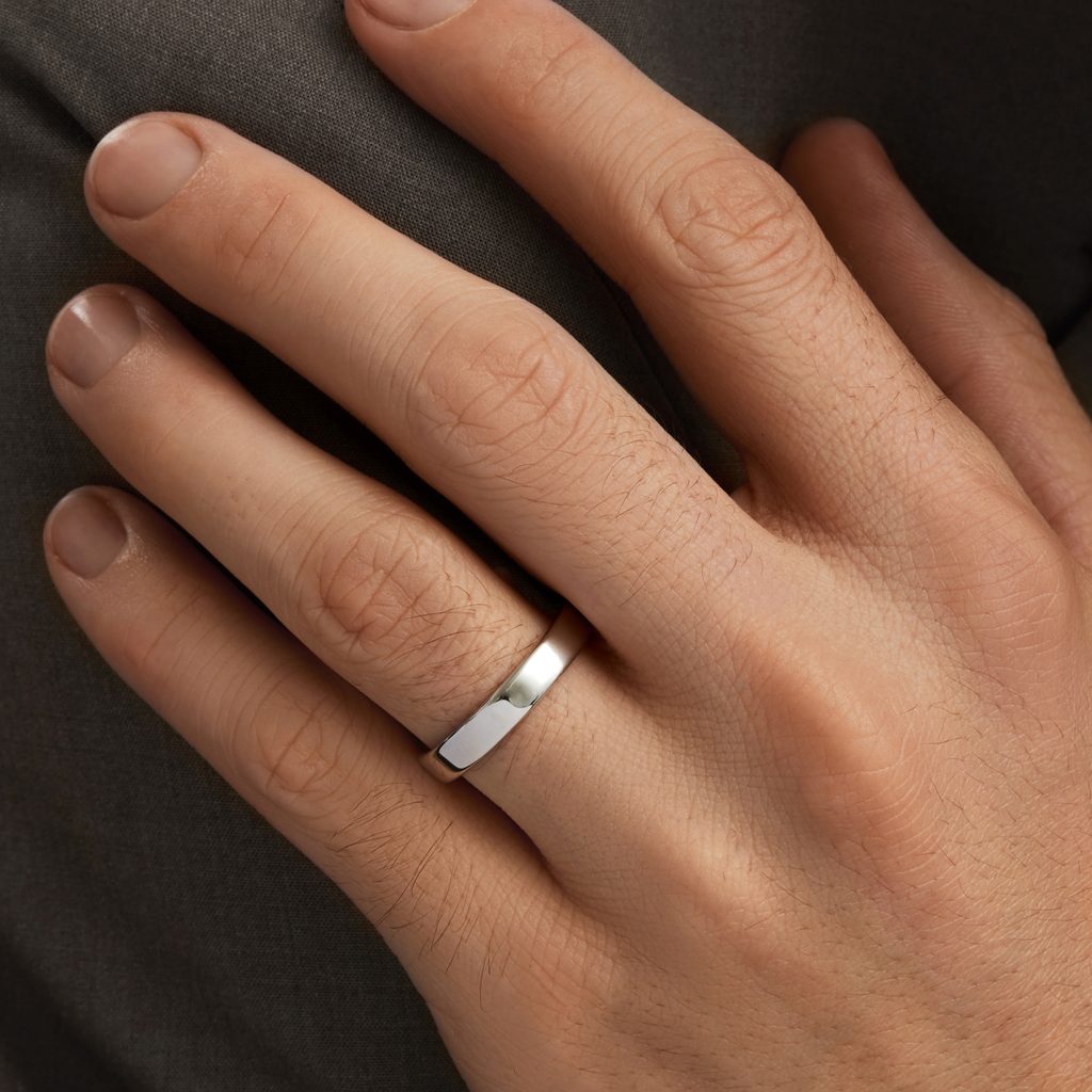 Men's wedding ring made of white gold | KLENOTA