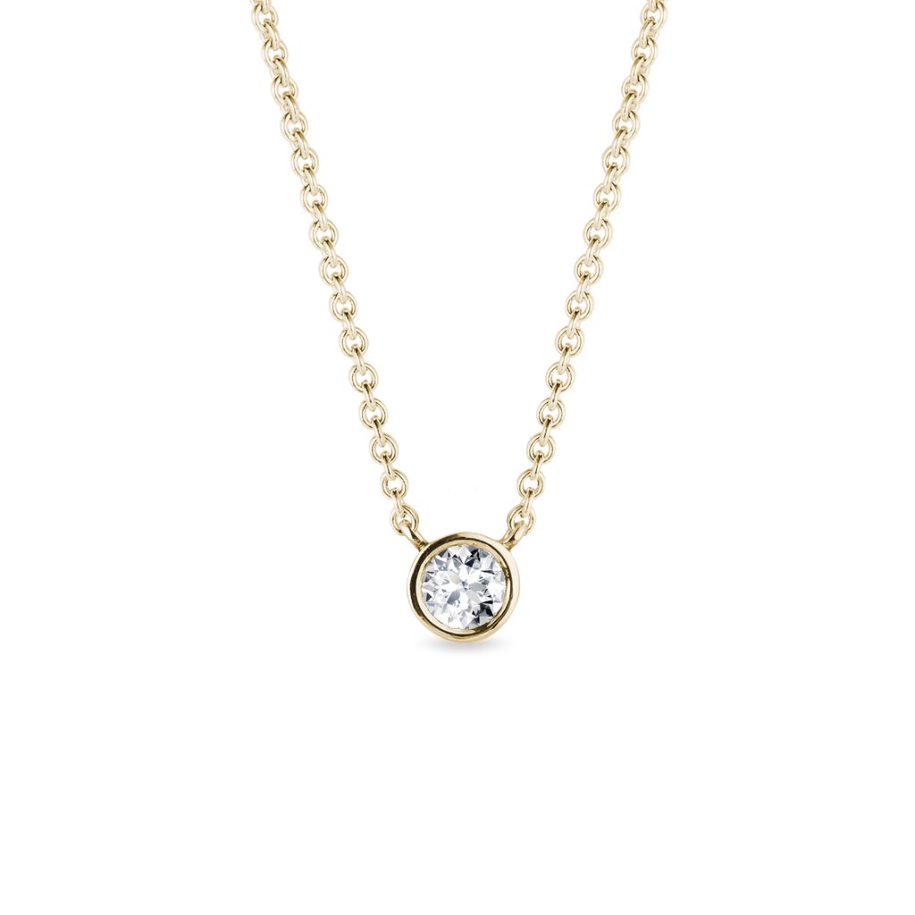 Zlatý náhrdelník bezel s diamantem | KLENOTA