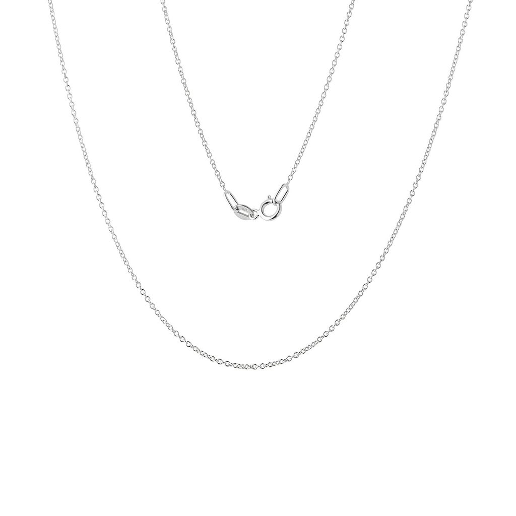 Ladies 50 cm rolo chain necklace in white gold | KLENOTA