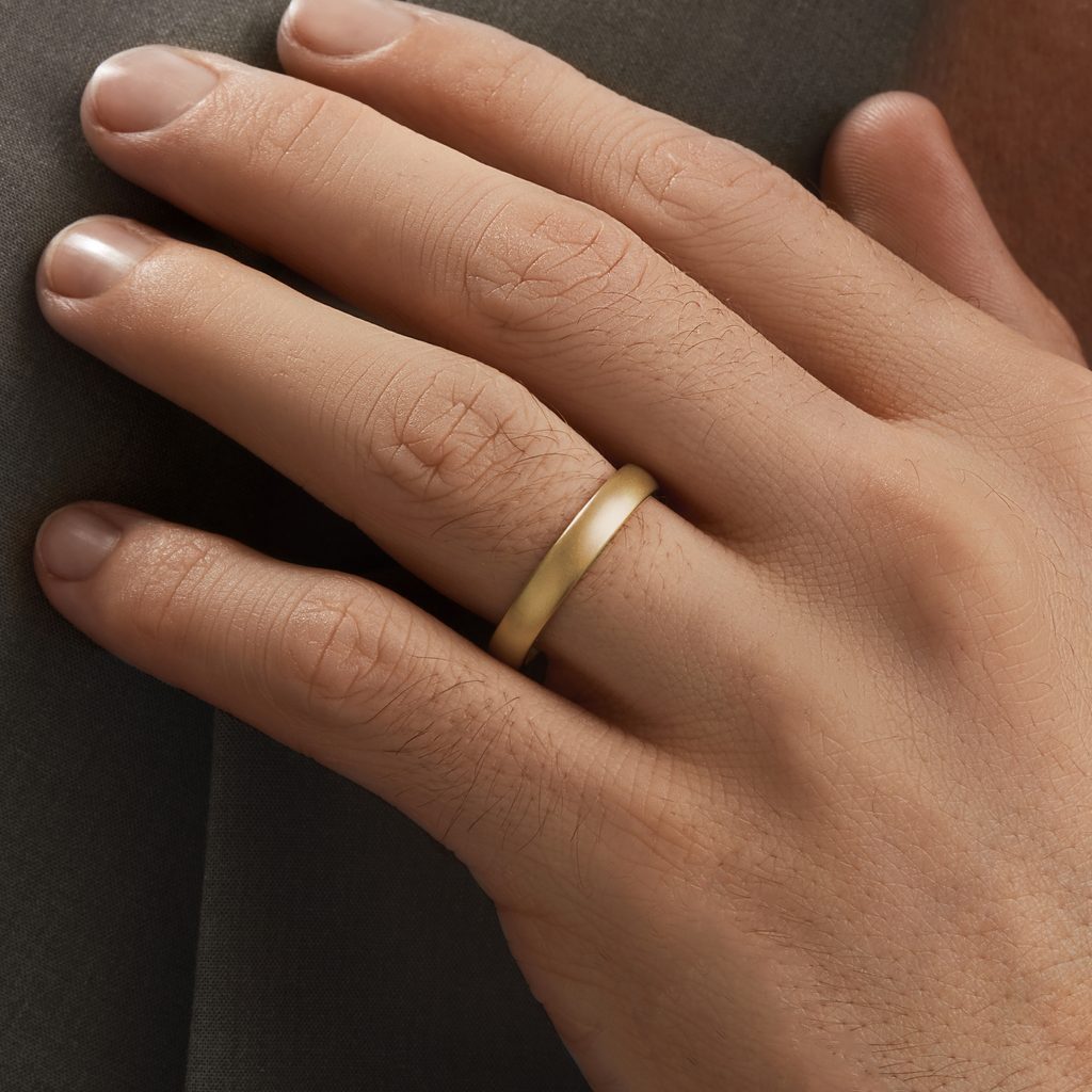 Matte yellow gold ring for men