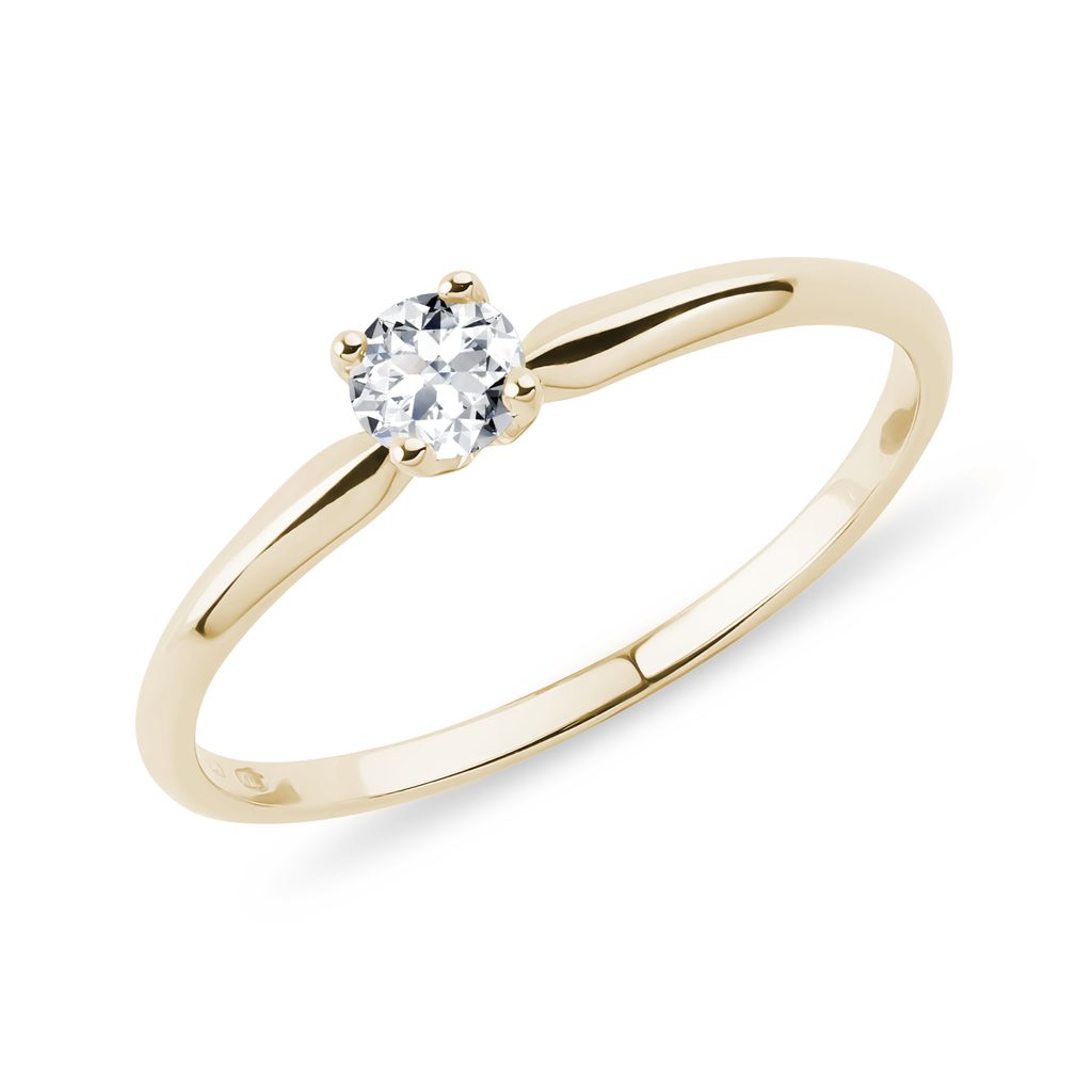 Engagement Ring with Diamond in Yellow Gold | KLENOTA