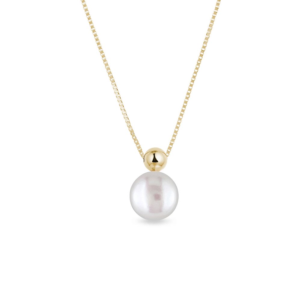Necklace with Pearl in Yellow Gold | KLENOTA