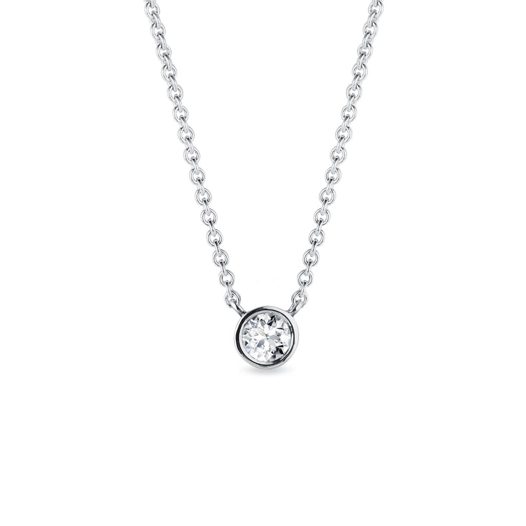 Bazel Necklace with Brilliant in White Gold | KLENOTA