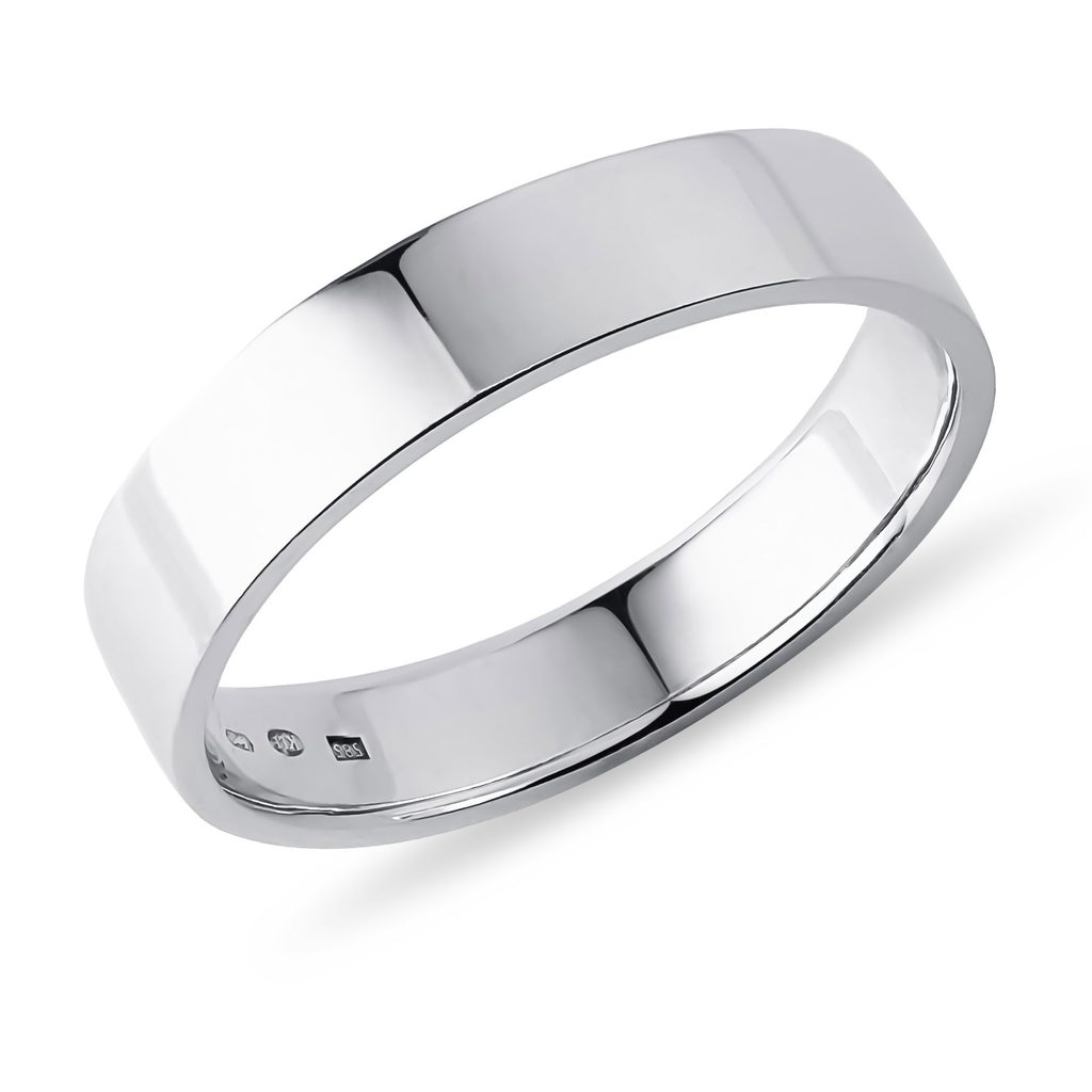 Klasický pánský snubní prsten z bílého zlata | KLENOTA