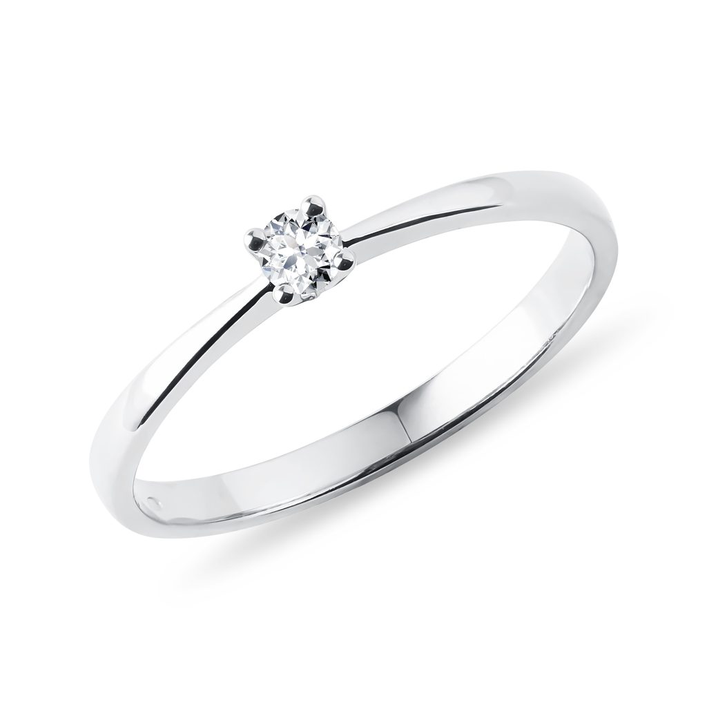 Fine White Gold Ring with Diamond | KLENOTA