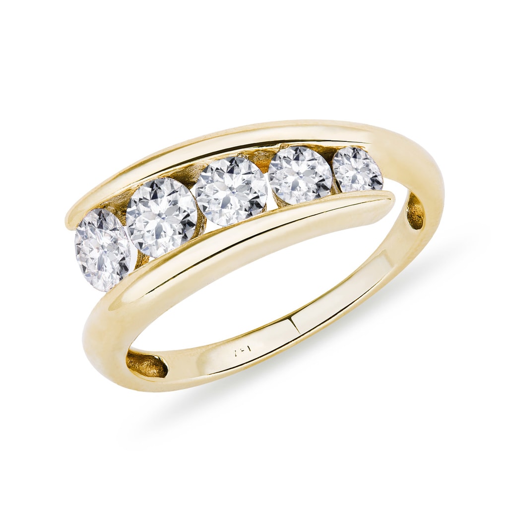 Luxusní briliantový prsten ze žlutého zlata | KLENOTA