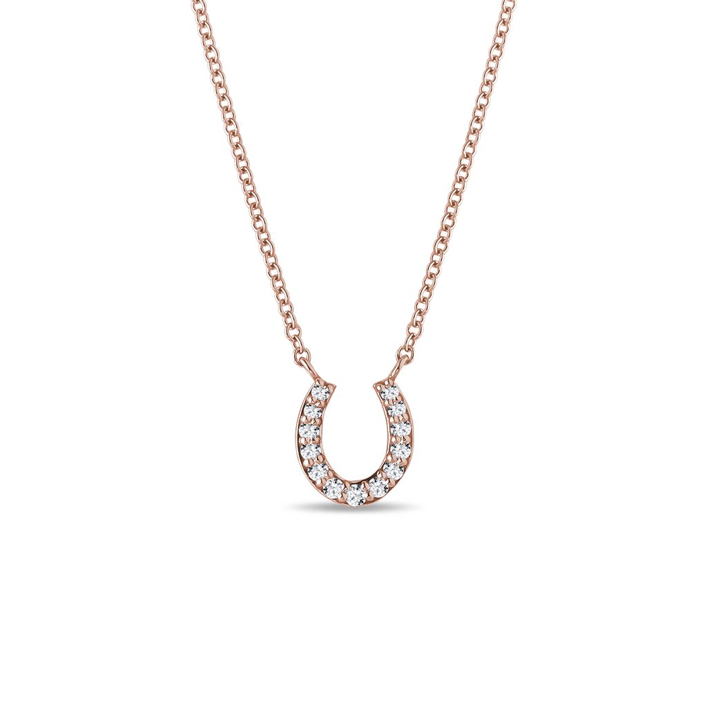 Diamantový náhrdelník podkova z růžového zlata | KLENOTA