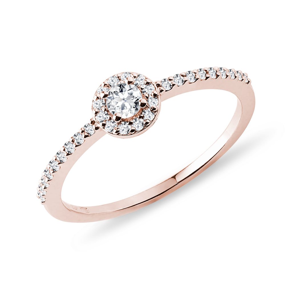 Zásnubní prsten z růžového zlata s diamanty | KLENOTA
