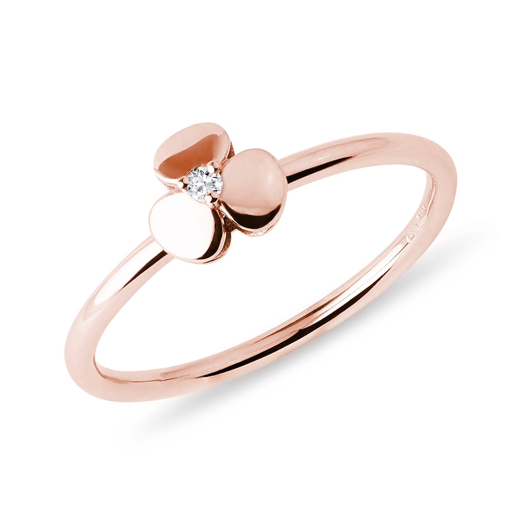 RVC401-18k Rose gold diamond luck Clover ring