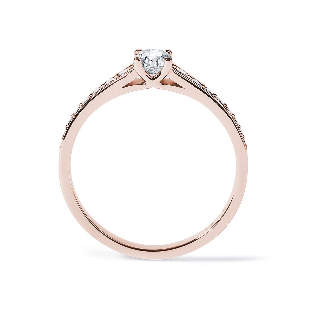 Briliantový prsten v růžovém 14k zlatě | KLENOTA