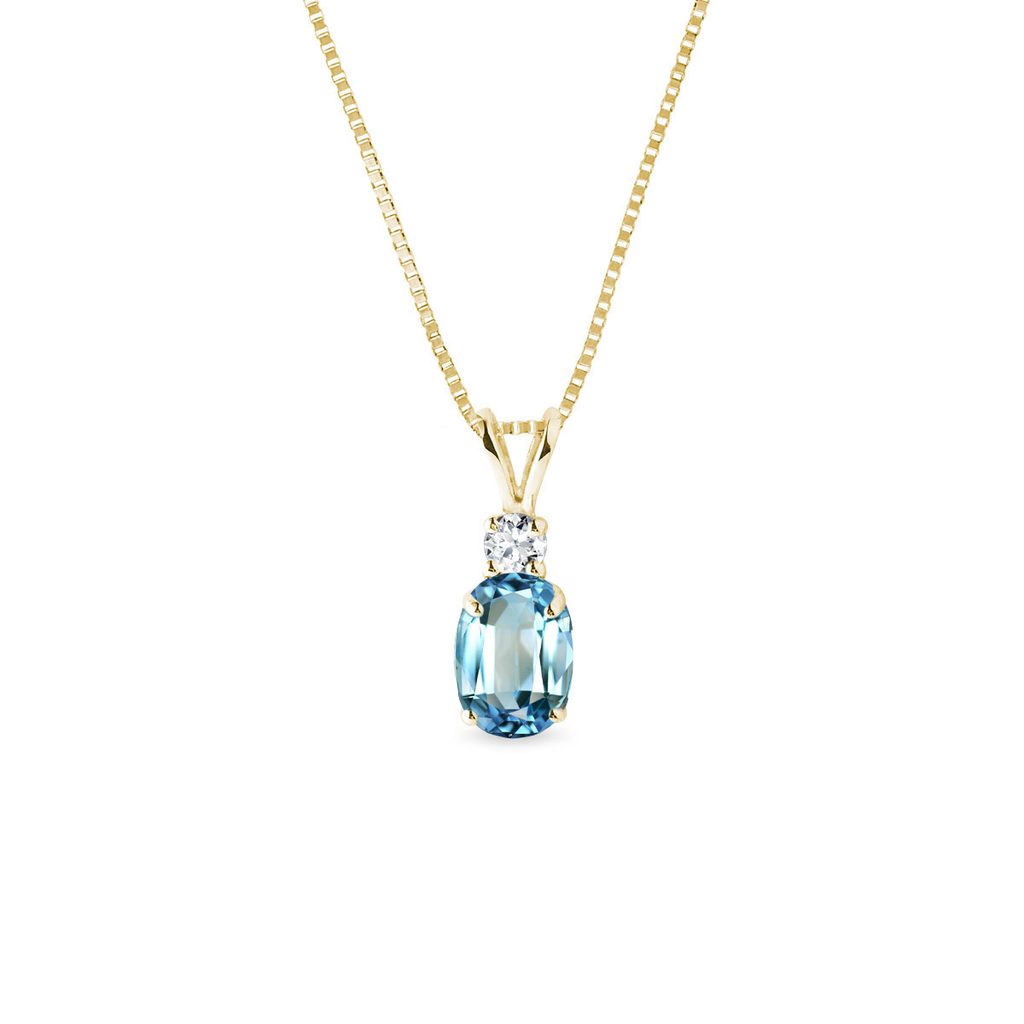 Zlatý náhrdelník s oválným topazem a diamantem | KLENOTA
