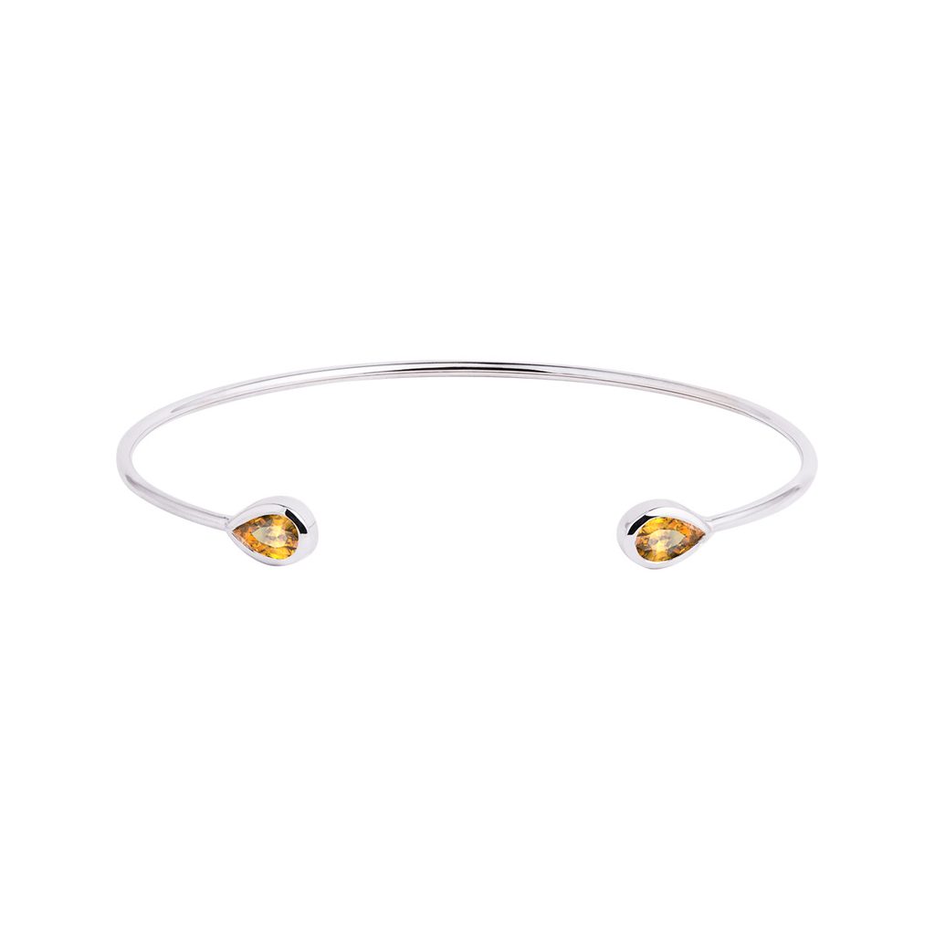 Elegant white gold bangle bracelet with citrines | KLENOTA
