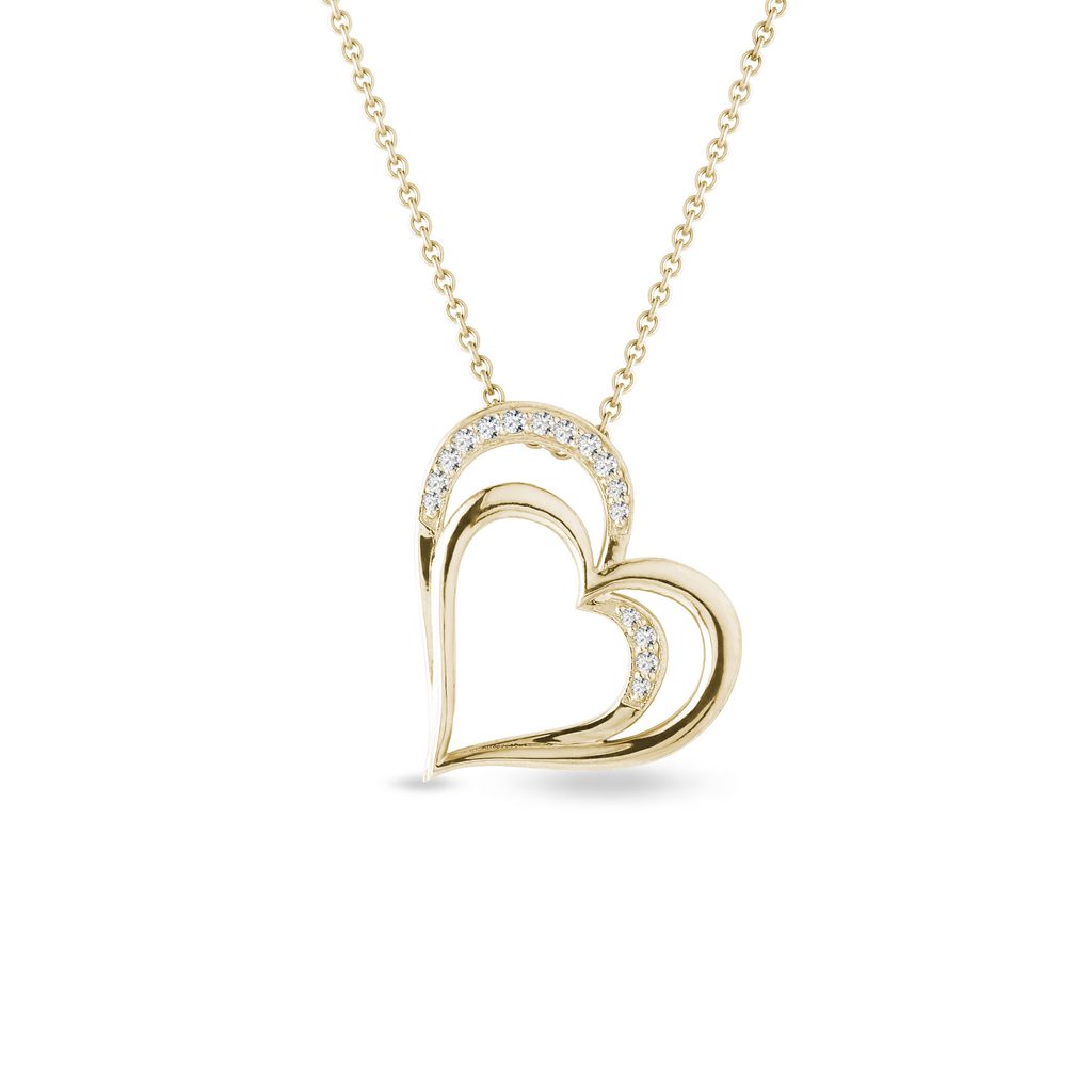 Zlatý náhrdelník srdce s brilianty | KLENOTA
