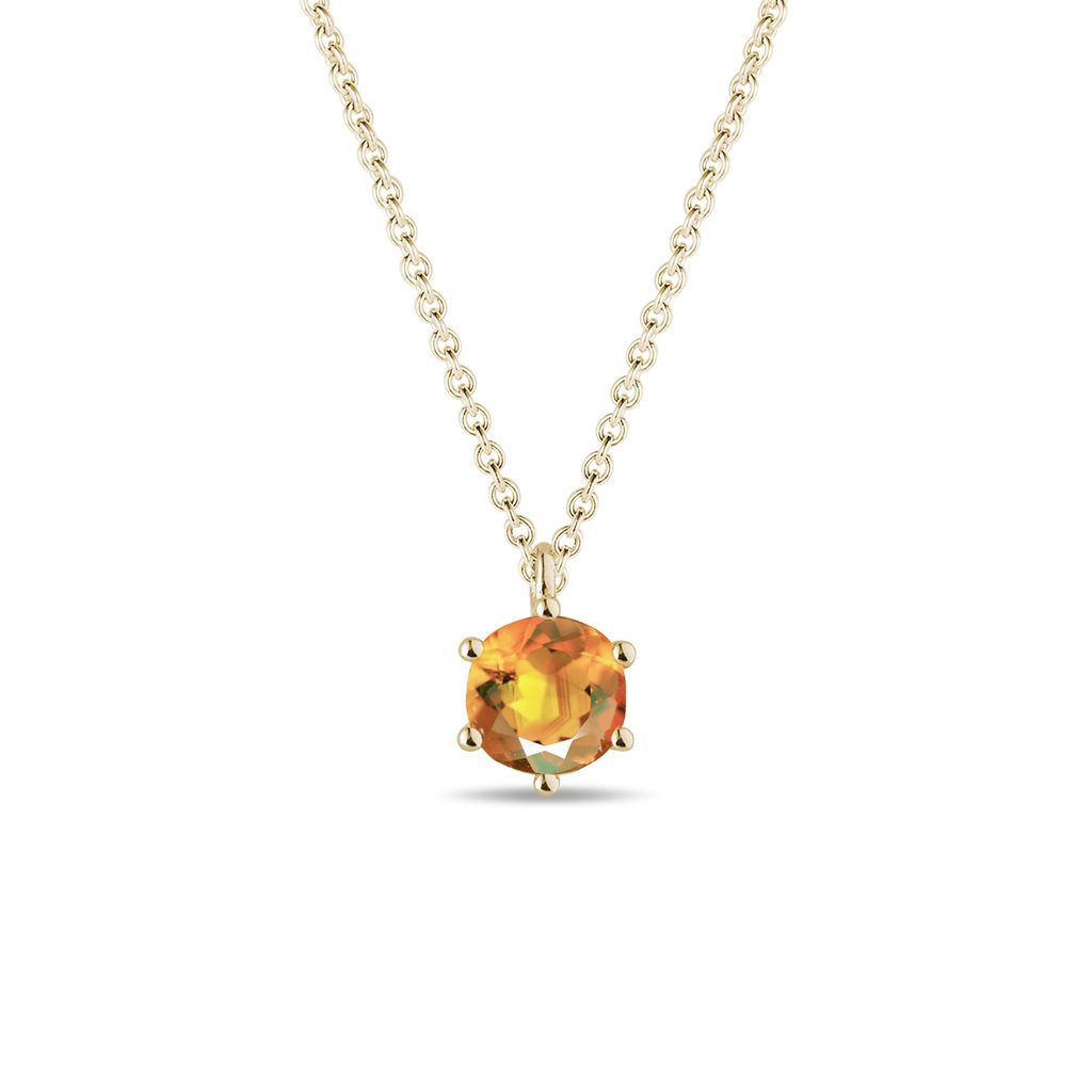Zlatý náhrdelník s kulatým citrínem | KLENOTA