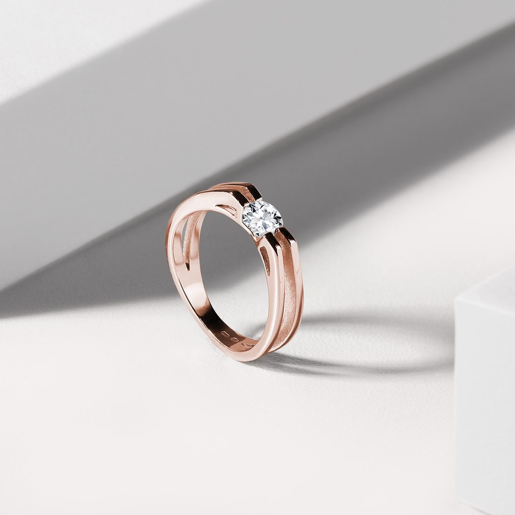 Double band diamond ring in rose gold | KLENOTA