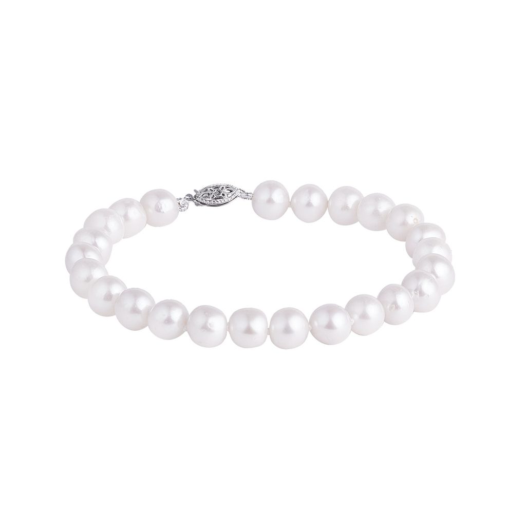White freshwater pearl bracelet | KLENOTA