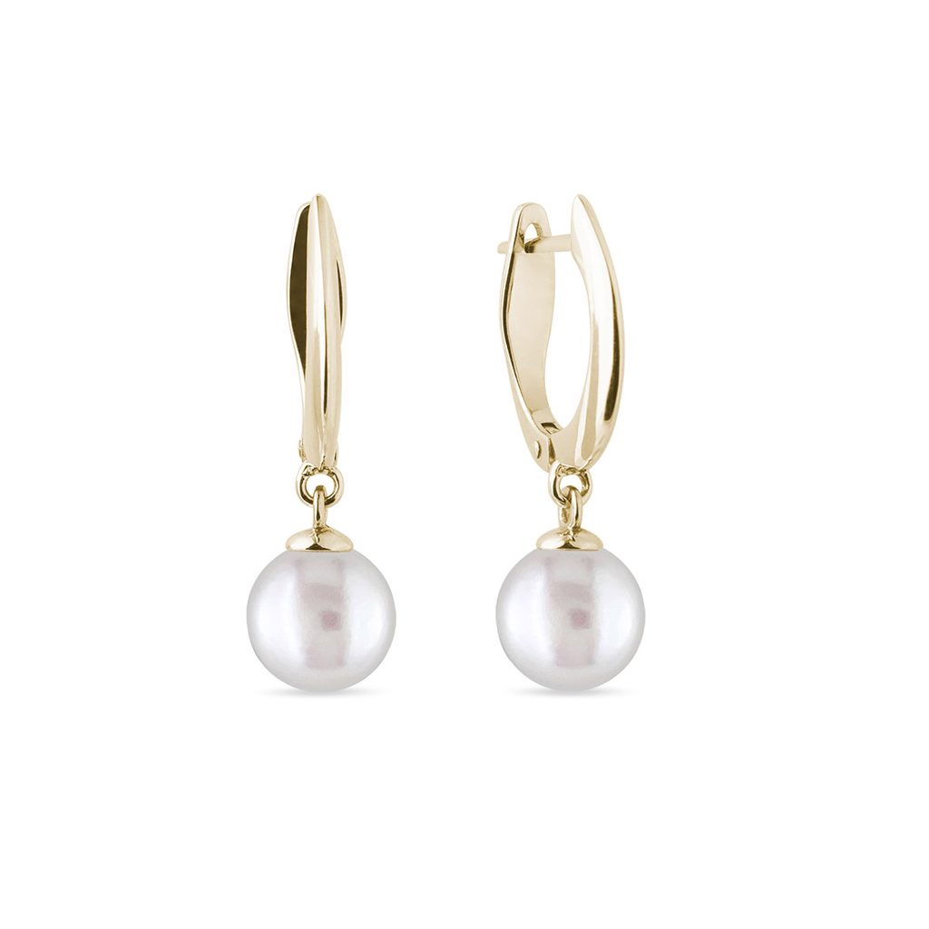 Złote kolczyki z perłami | KLENOTA