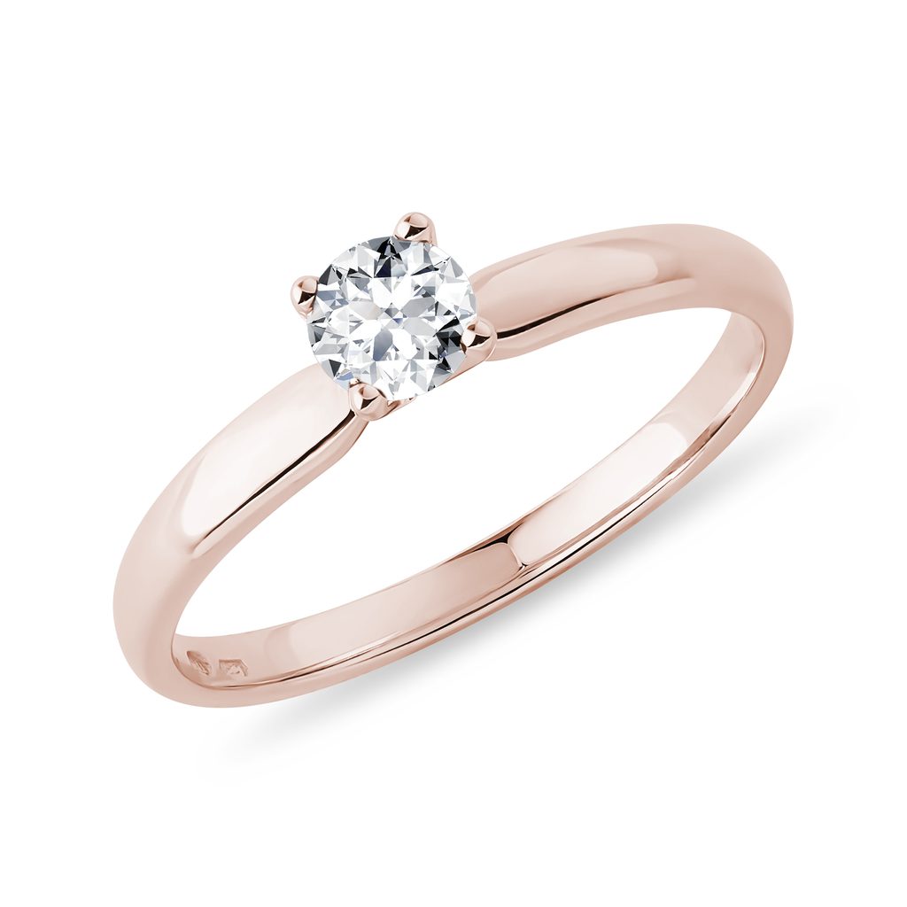 Elegant Rose Gold Ring with a Central Brilliant | KLENOTA