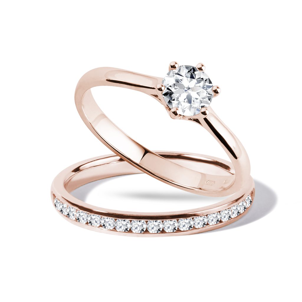 rose gold engagement rings set