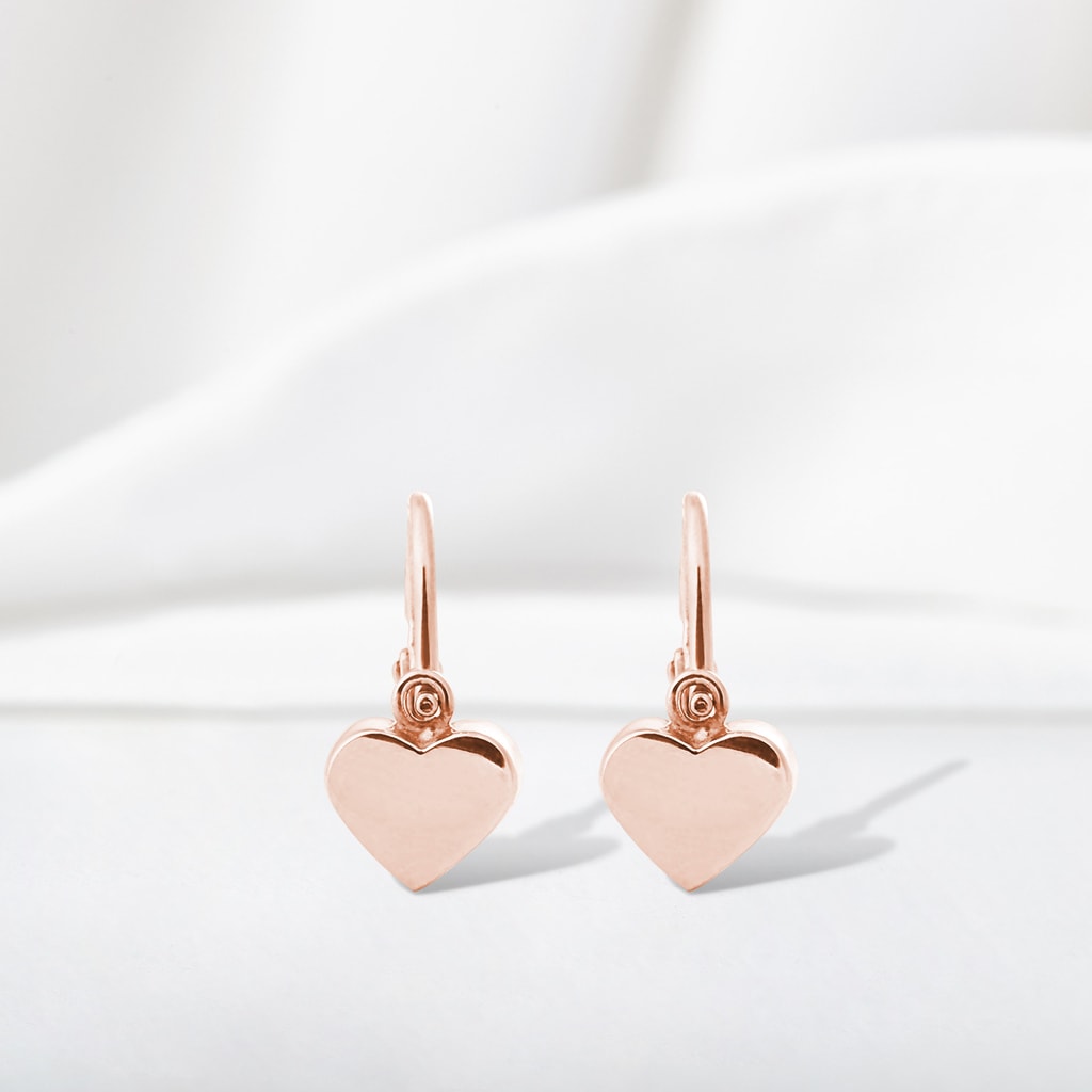 Heart-shaped rose gold earrings | KLENOTA