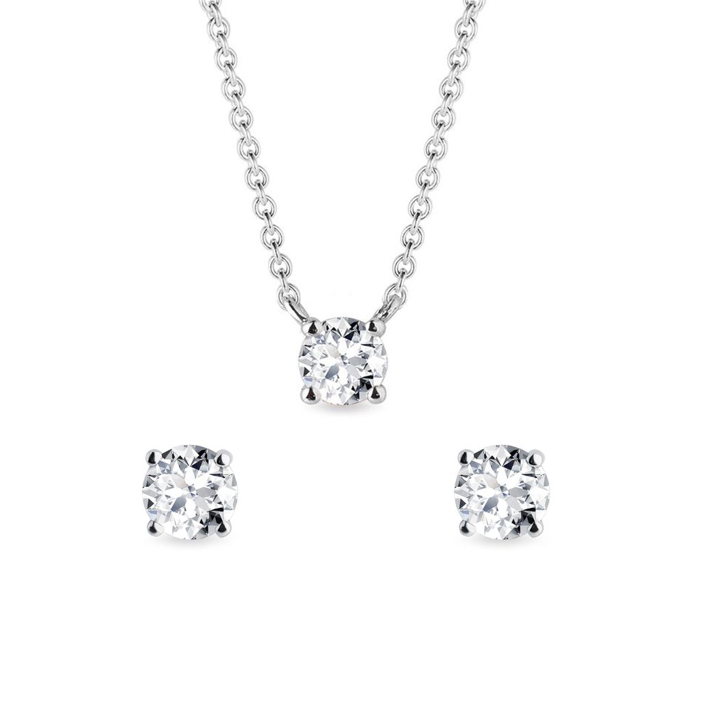 Diamond Jewelry Set in White Gold | KLENOTA