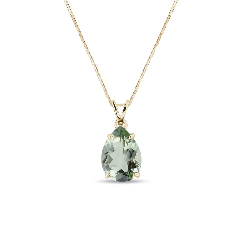 Green amethyst pendant in 14kt gold | KLENOTA